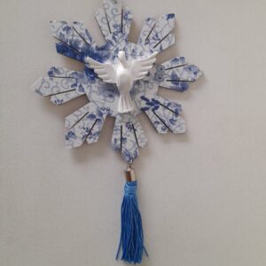 Adorno De Porta Espirito Santo Florido Azul