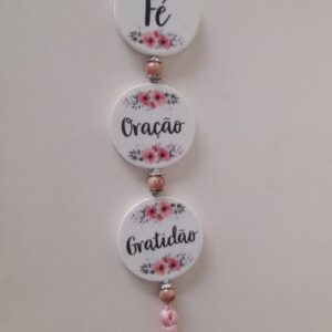 Adorno De Porta Branco Fé, Oração E Gratidão