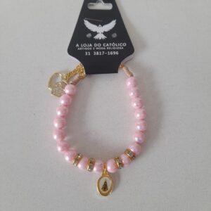 Pulseira Terço Perola Aparecida Rosa