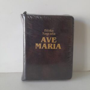 Bíblia Ave Maria Zíper Bolso Capa Marrom