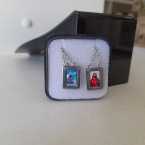 Escapulario Aço Inox Aparecida e Sagrado Coração De Jesus