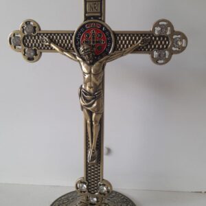 Adorno Cruz Medalha São Bento Com Strass 25cm