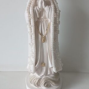 Nossa Senhora De Fátima Com Pérolas 25cm Gesso(Cod 5893)