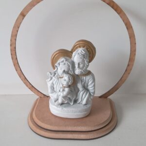 Sagrada Família Busto 10cm Gesso Com Circulo Mdf (Cod 1175)