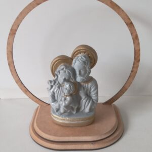 Sagrada Família Busto 10cm Gesso Com Circulo Mdf (Cod 1175)
