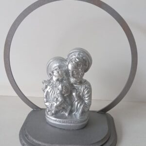 Sagrada Família Busto 10cm Gesso Com Circulo Mdf (1175)