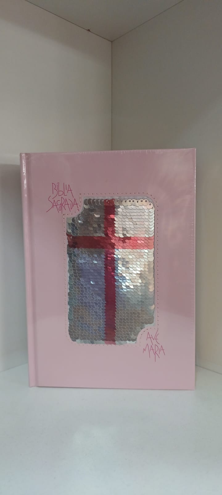 Biblia Ave Maria sagrada lantejoula rosa (cod 4924)