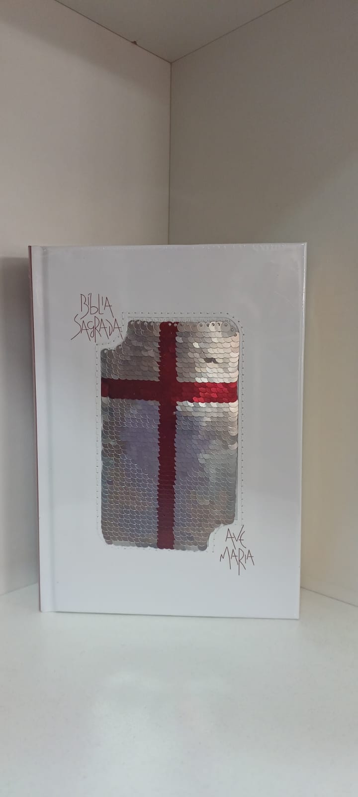 Biblia Ave Maria lantejoula branca (cod 5011)